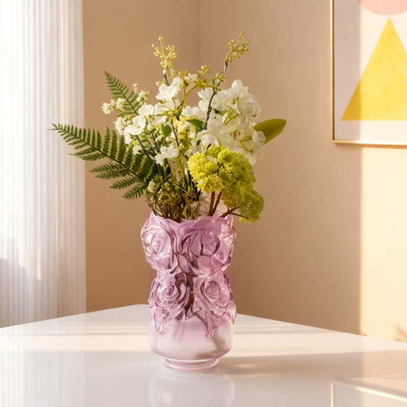 Процесс литья по выплавляемым моделям Стеклянная ваза для домашнего декора Хрустальная стеклянная ваза «Ваза с розой»