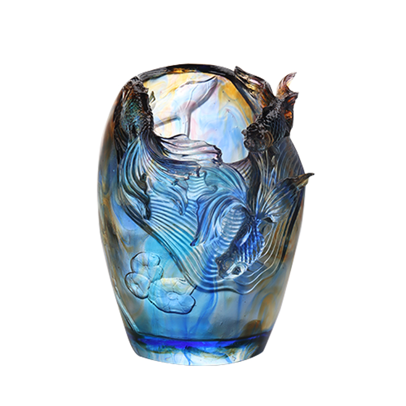 Стеклянная ваза: роскошная и изысканная цветочная композиция для гостиной Хрустальное стекло Художественная подставка для стабилизированных цветов Домашний обеденный стол Декоративный орнамент «Добавление цветов к парче»