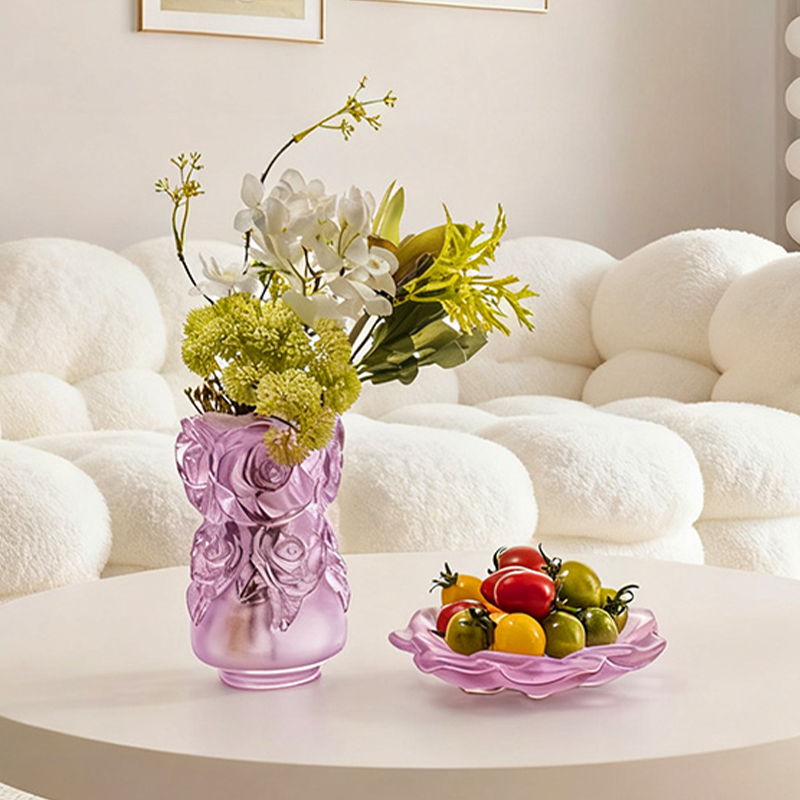 Процесс литья по выплавляемым моделям Стеклянная ваза для домашнего декора Хрустальная стеклянная ваза «Ваза с розой»