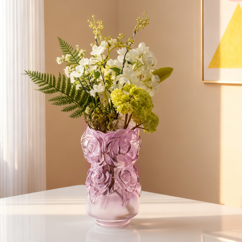 Процесс литья по выплавляемым моделям Стеклянная ваза для домашнего декора Хрустальная стеклянная ваза «Ваза с розой»