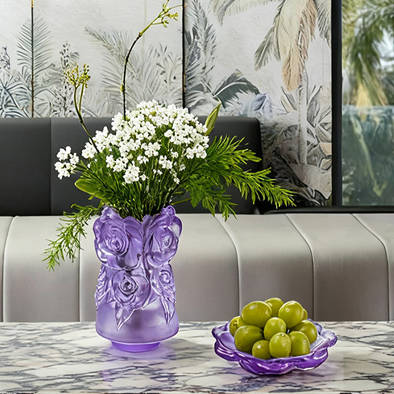 Процесс литья по выплавляемым моделям Стеклянная ваза для домашнего декора Хрустальная стеклянная ваза «Ваза с розой»