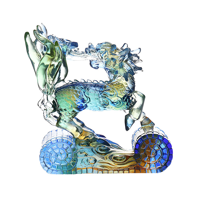 Мудрость Кирин Синий Янтарный Зеленый Цветной Стеклянный Хрустальный Орнамент
