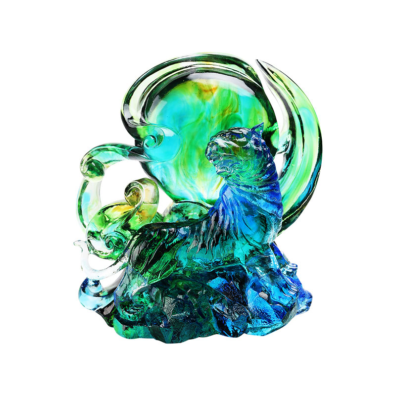 Сине-зеленые прозрачные хрустальные украшения в виде тигра