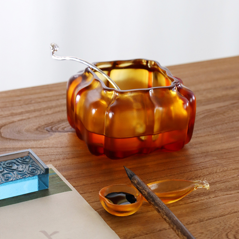 Фиолетовый хрустальный стеклянный горшок для воды в форме тыквы