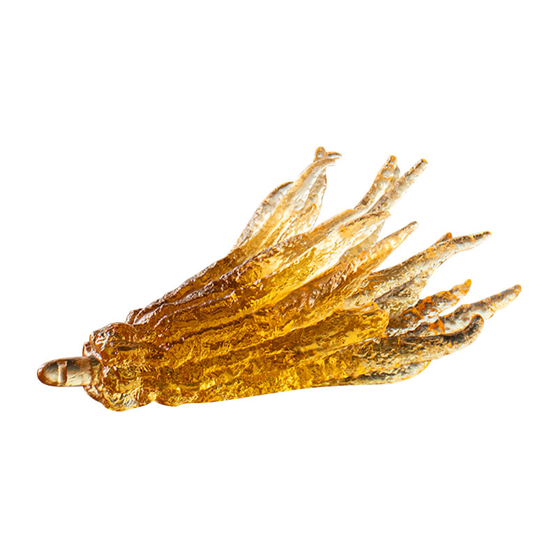 Подставка для благовоний из золотистого стекла в форме руки.