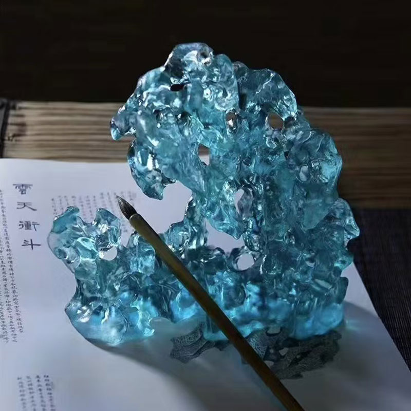 Стеклянные украшения в форме камня синего цвета