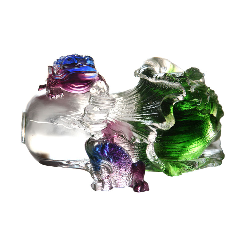 Хрустальное стекло Золотая жаба Скульптура Украшения