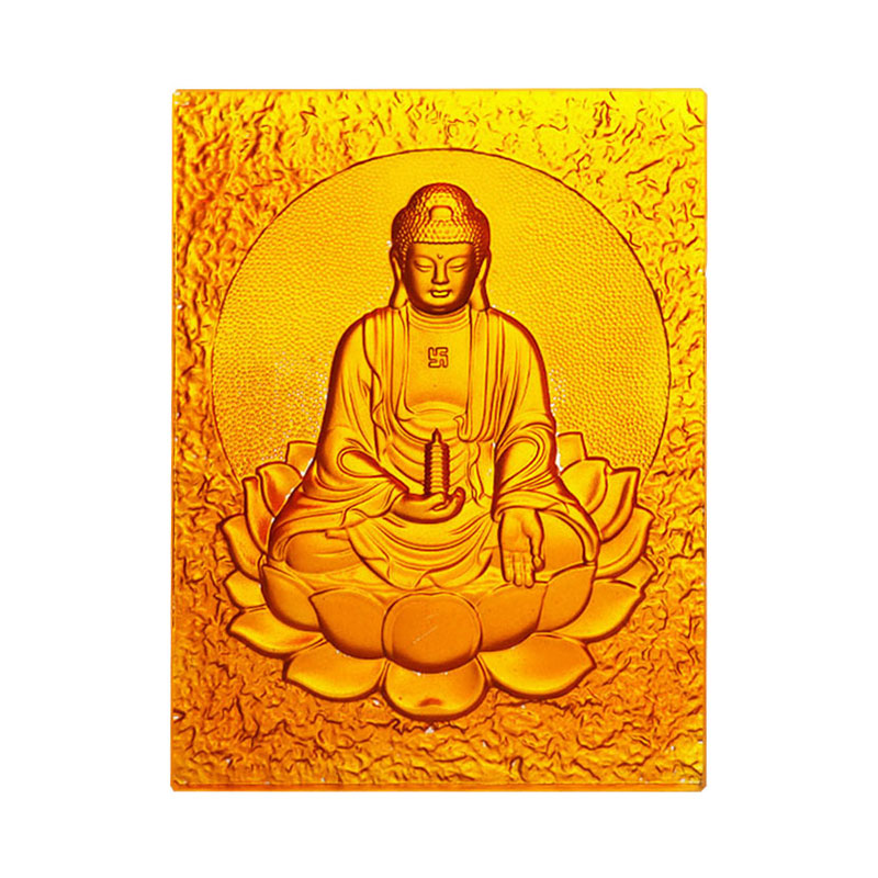 Будда Восточной Медицины Золотой Хрустальный Стеклянный Кирпич