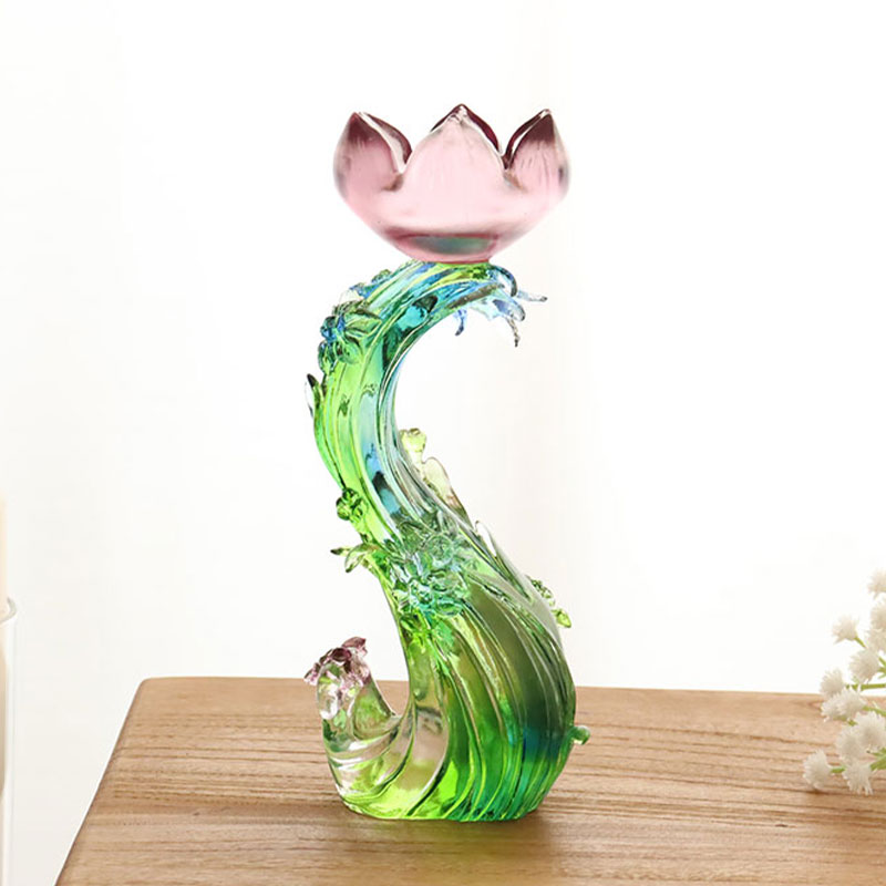 Хрустальный стеклянный подсвечник в форме лотоса