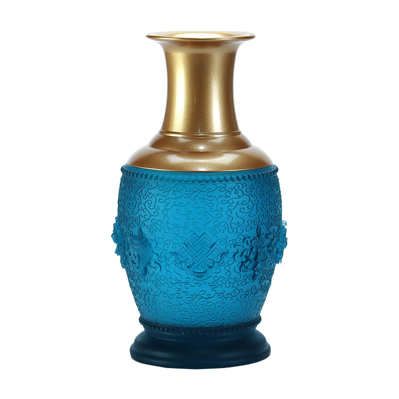 Королевский синий восемь благоприятных символов, буддийский алтарь, подношения из хрустального стекла