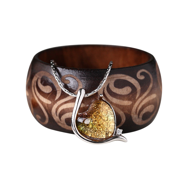 Элегантный браслет серебряного цвета, инкрустированный стеклянной подвеской