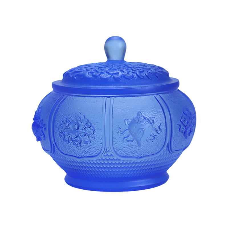 Набор подношений из хрусталя серии «Восемь сокровищ лотоса» для буддийского алтаря