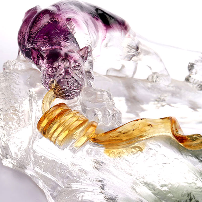 Художественный декоративный стеклянный овальный поднос для фруктов