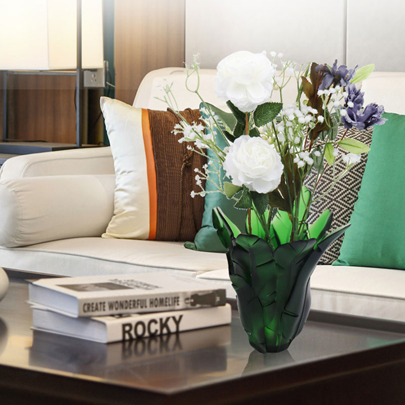 Украшение дома Зеленый банановый лист Стеклянная ваза