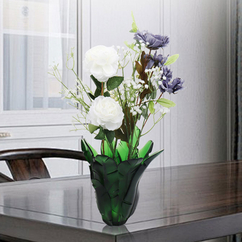 Украшение дома Зеленый банановый лист Стеклянная ваза