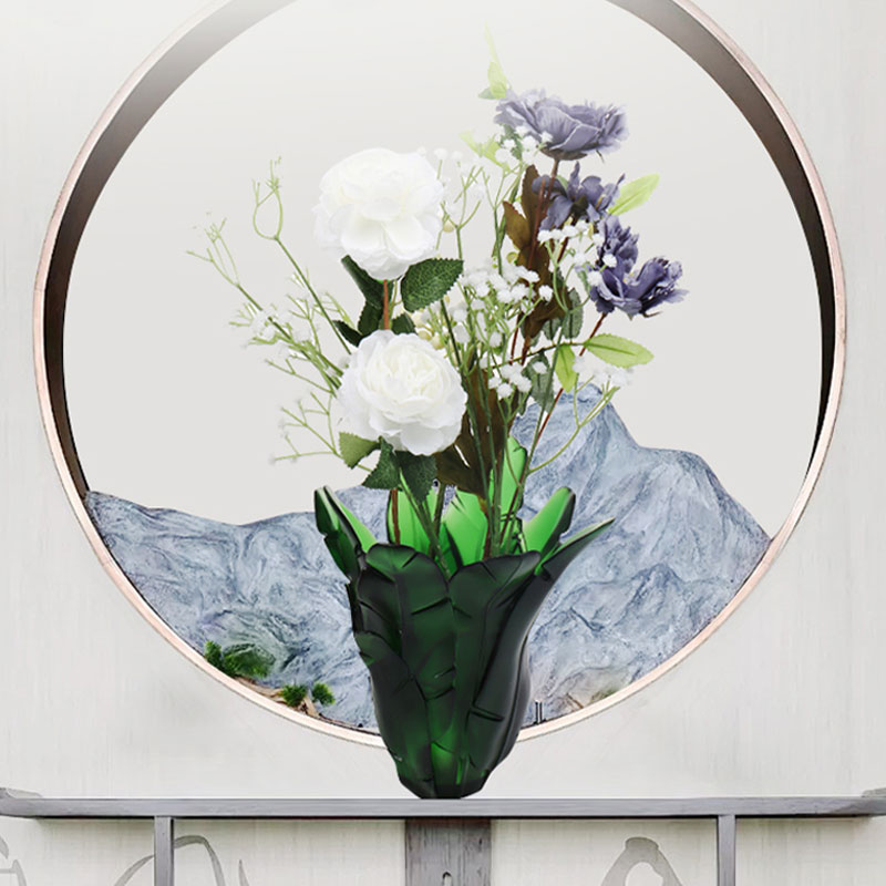 Украшение дома Зеленый банановый лист Стеклянная ваза