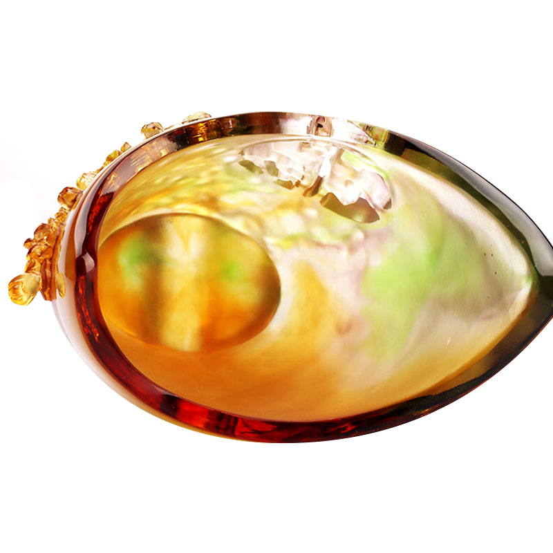 Украшения для дома Цветок сливы Резной дизайн Янтарная стеклянная ваза