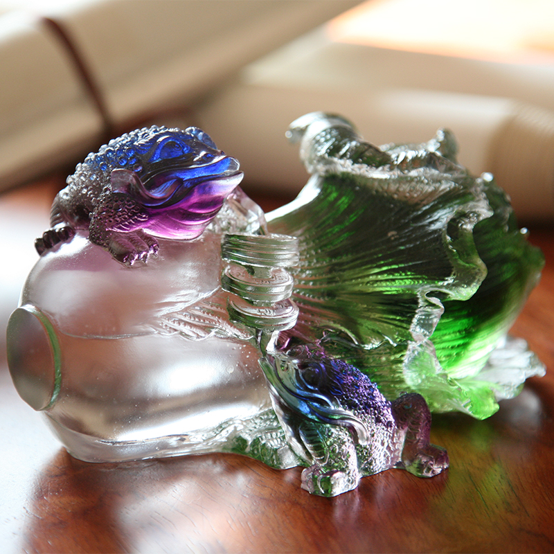 Хрустальное стекло Золотая жаба Скульптура Украшения