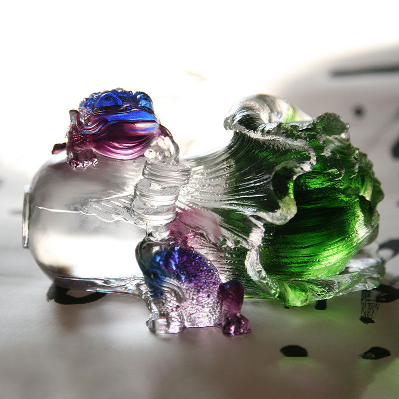 Хрустальное стекло Золотая жаба Скульптура Украшения