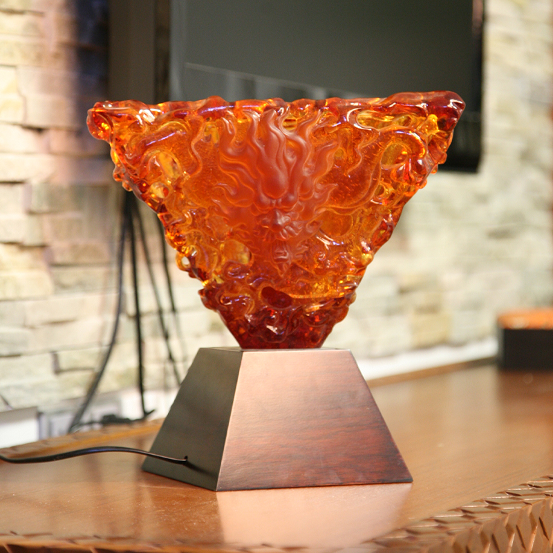 Декоративная лампа из оранжевого стекла, настольные украшения