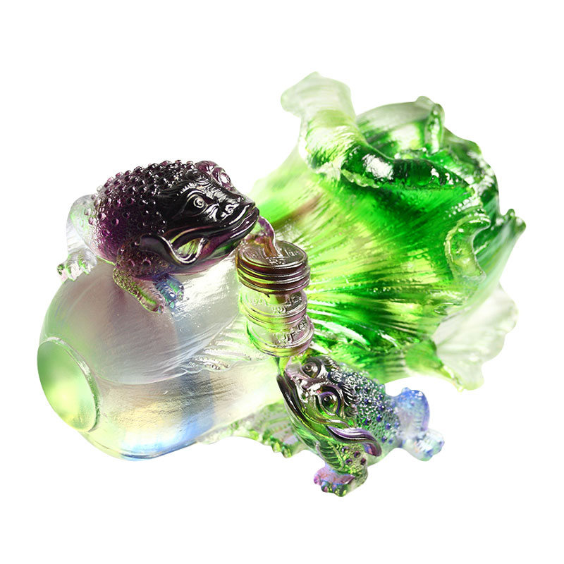 Хрустальное стекло Золотая жаба Скульптура Украшения